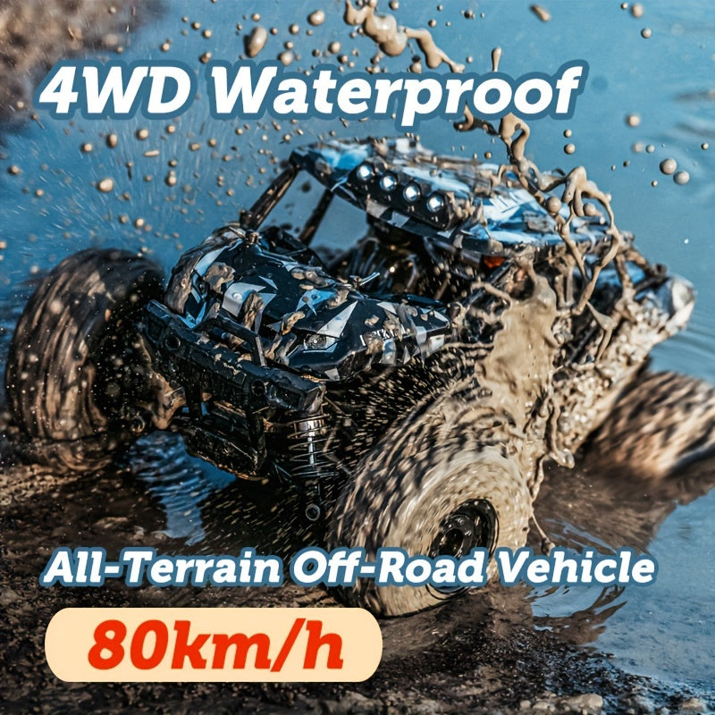 All Terrain Off-Road RC Cars, 80KM\u002FH High Speed, Full Scale 4WD Waterproof Vehicle, Drifting \u002F Racing \u002F Climbing Car, 30 Minutes Play Time, Camouflage Clash Design, Best Halloween and Christmas Gifts