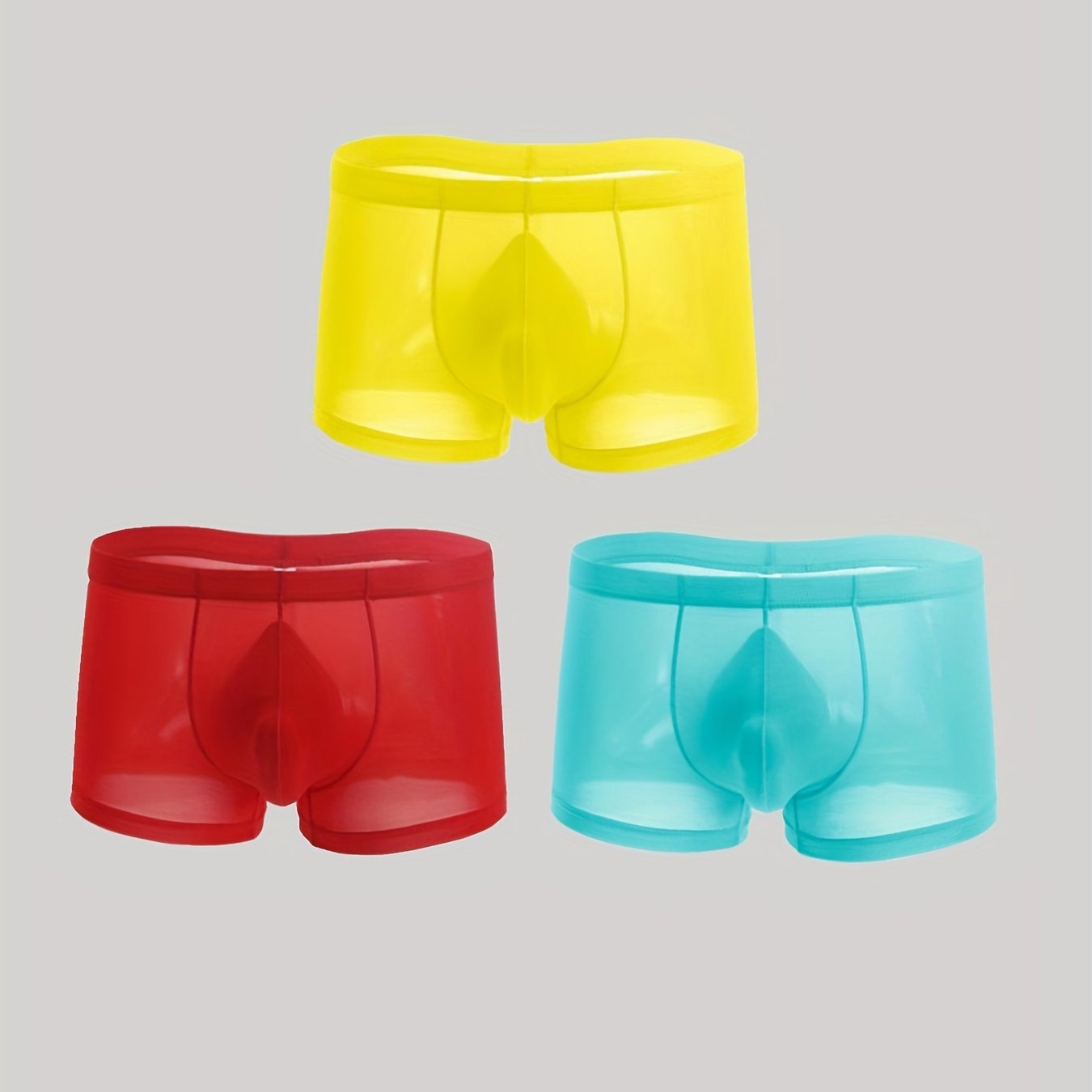 3 PACK Masculino Sexy Trendy Ice Silk Fino Respirável Confortável Cintura Baixa Cuecas Boxer Multicoloridas