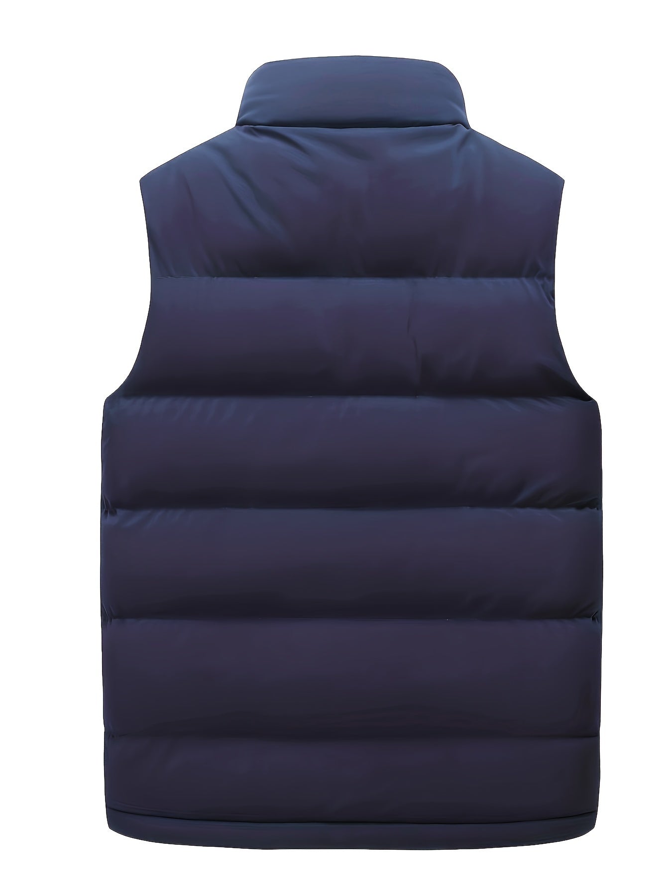 Plus Size Men's Solid Puffer Vest Jacket, Fashion Casual Thick Sleeveless Fall Winter Tops, Men's Clothing