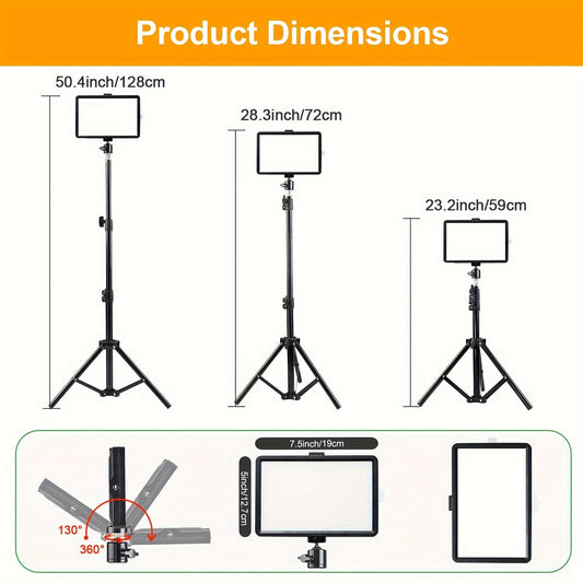3pcs LED Fill Light, Video Fill Lamp Light 10.0 Inch With Adjustable Tripod Stand 43.3 Inch Bracket, For Photo Studio Group Selfie Live Streaming Photography Makeup Meeting