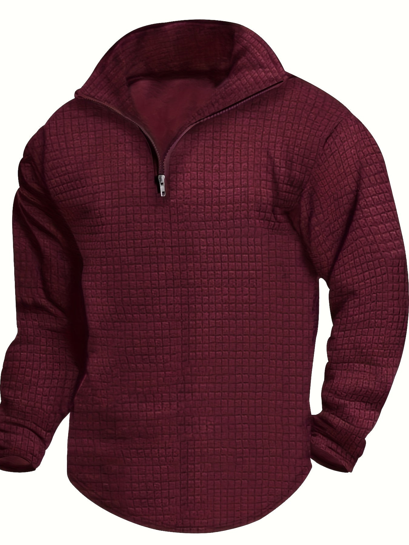 Hombres waffle media cremallera soporte collar sudadera para hombres sólido sudaderas para invierno otoño manga larga tops