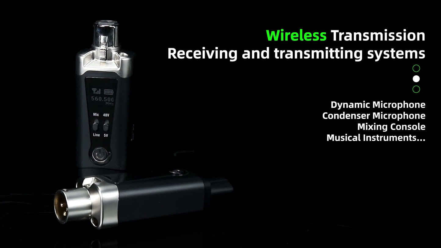 Depusheng T9 Wireless Microphone Transmitter Receiver Plug-on XLR Microphone Wireless System For Dynamic And Condenser Microphone Audio Mixer, PA System .With 48V Phantom Power