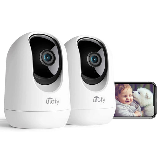 2pcs Ulofy 2K\u002F3MP Pan Tilt WiFi câmera de segurança, câmera de cachorro com visão de 360 ° com aplicativo de telefone, monitor de bebê, câmera para animais de estimação, detecção de movimento e som, visão noturna IR, 2.4G WiFi, áudio bidirecional, fu