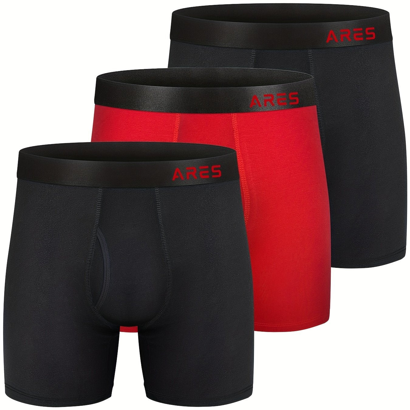 3 unids hombres de bambú cómodo seda largo Boxers Bragas brief, moda deportes Bragas brief, transpirable cómodo Ropa interior