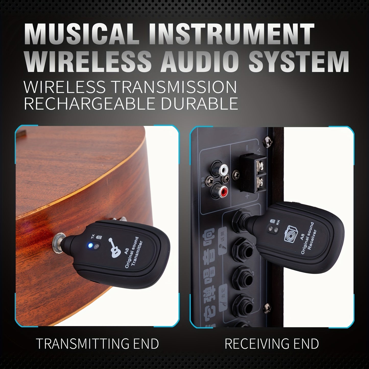 A8 Wireless Guitar Pickup System - Hassle-Free Electric Guitar Performance With Wireless Transmitter And Receiver