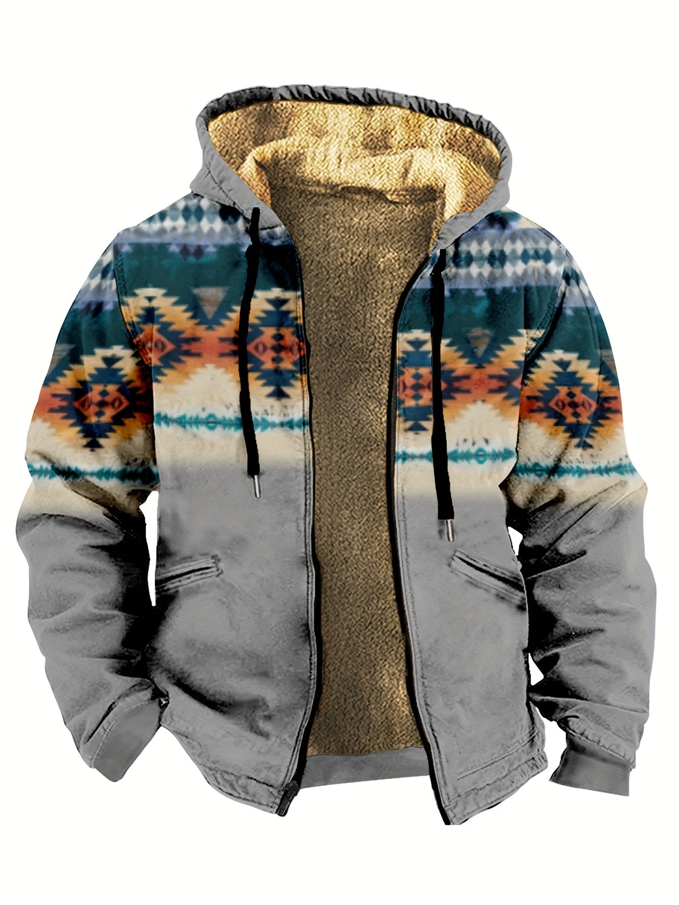 Hombres Casual Warm Thin Fleece Zip Up Hoodie Para Otoño Invierno