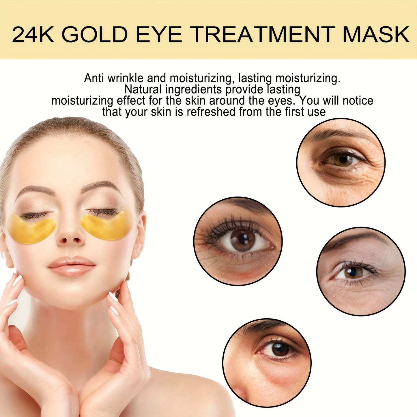 60pcs\u002F30 Pairs 24k Golden Eye Mask - Moisturizing And Nourishing Eye Patch, Firming And Tightening Eye Skin