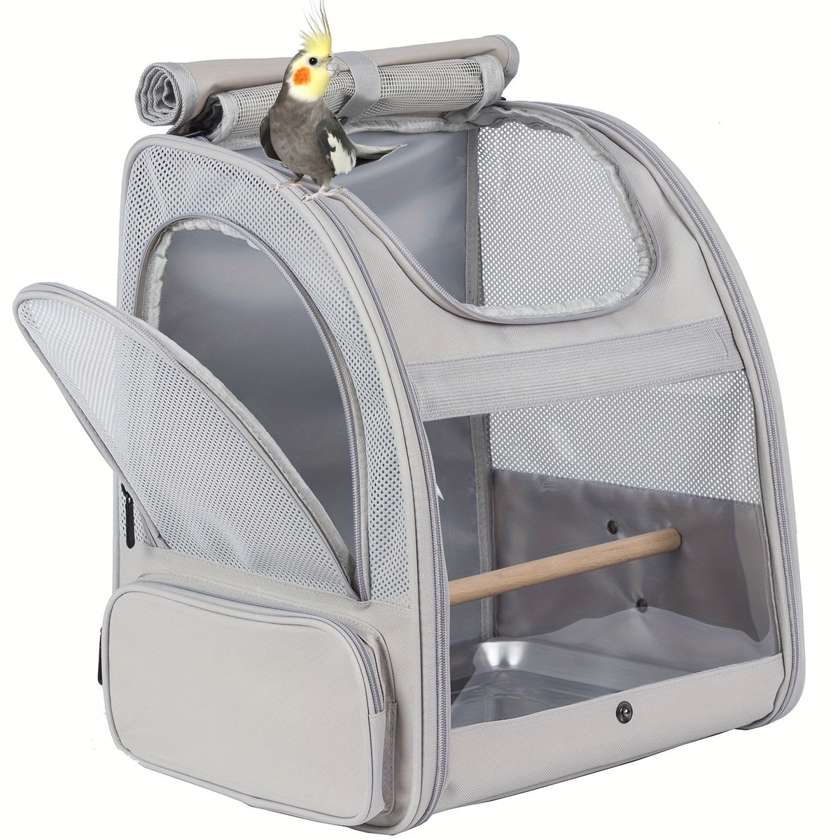 Small Bird Travel Cage Carrier, Portable Bird Parrot Carrier With Vertical Perch And Stainless Steel Tray, Foldable Versatile Bird Travel Backpack