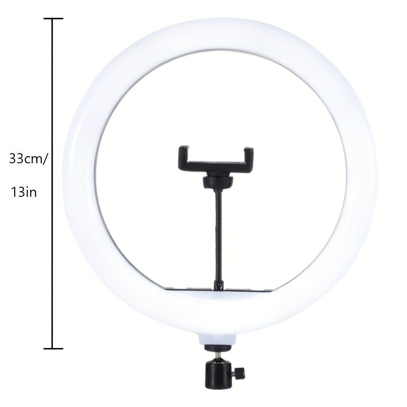 Ringlight Ringlight de 13 polegadas para selfie com suporte para tripé e suporte flexível para telefone, presente com suporte de luz LED regulável para aniversário, festa, dia do presidente, menino e namoradas