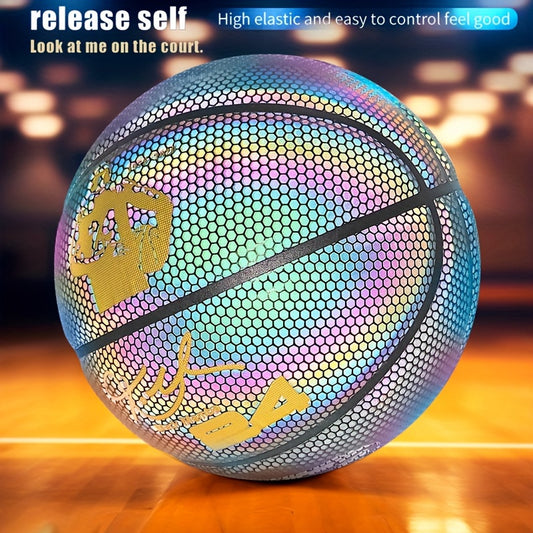 1PC Size 7 Basketball, Reflective Colorful Basketball, Anti Slip Wear-resistant Basketball For Match Training