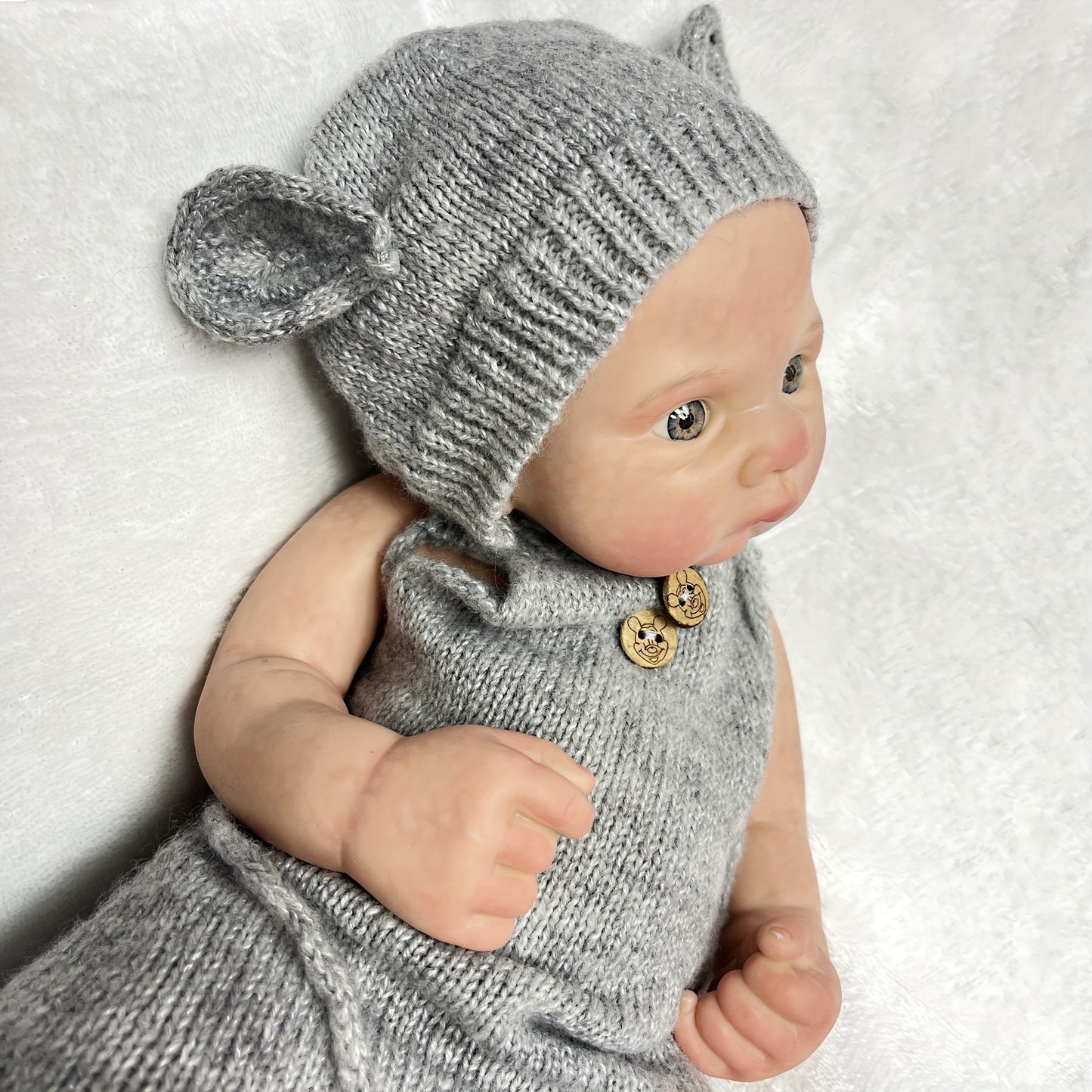 16 Inch Cute Silicone Reborn Doll, Full Body Soft Solid Silicone Bebe Reborn Dolls, Oil Painted Newborn Baby Dolls, Birthday Gift, Christmas Gift