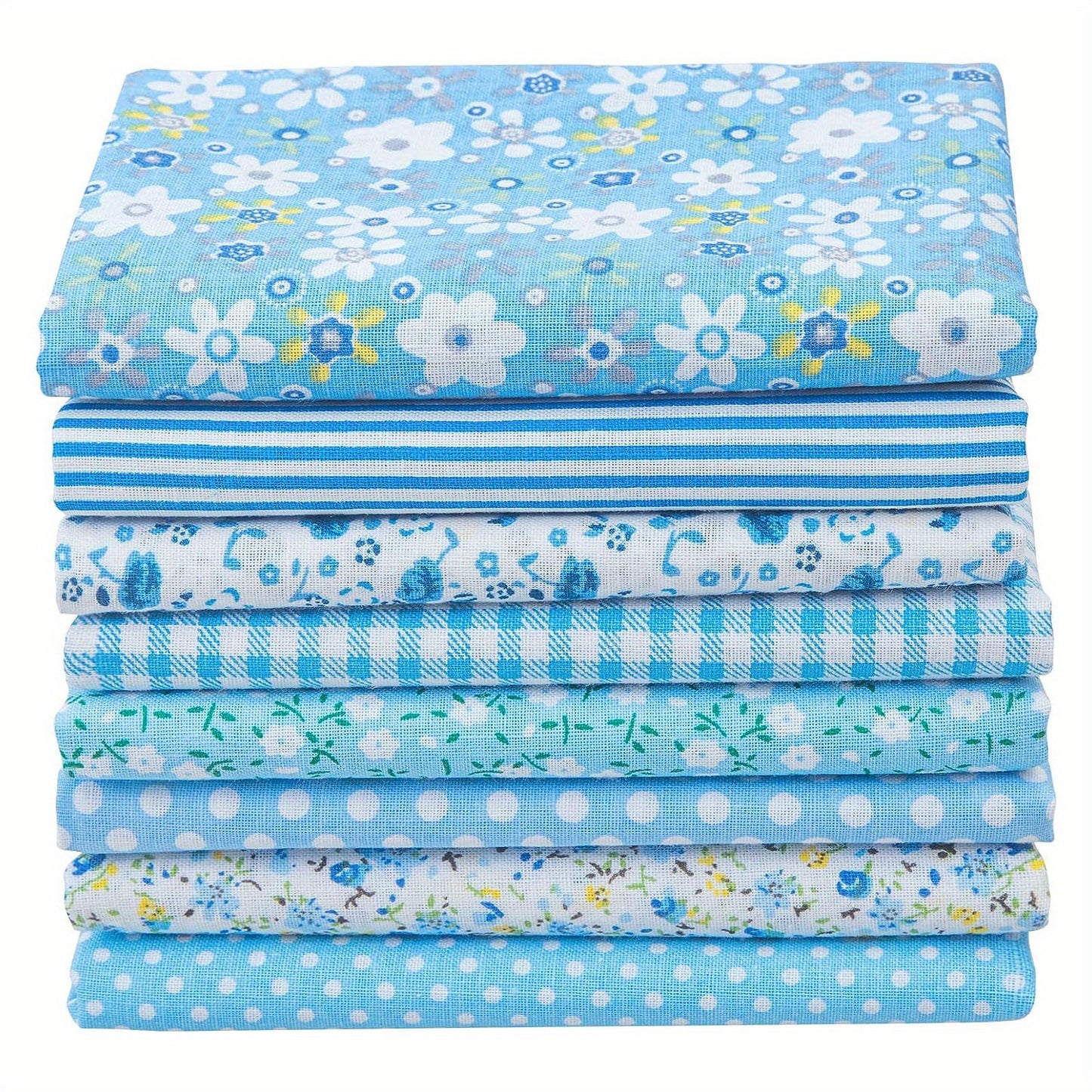 8pcs Quilting Fabric Misscrafts 19.69 X 19.69inch Cotton Fabric DIY Making Supplies Craft Patchwork Fabric Bundle Fat Quarter Pre-Cut Quilt Squares For DIY Sewing Scrapbooking Light Blue