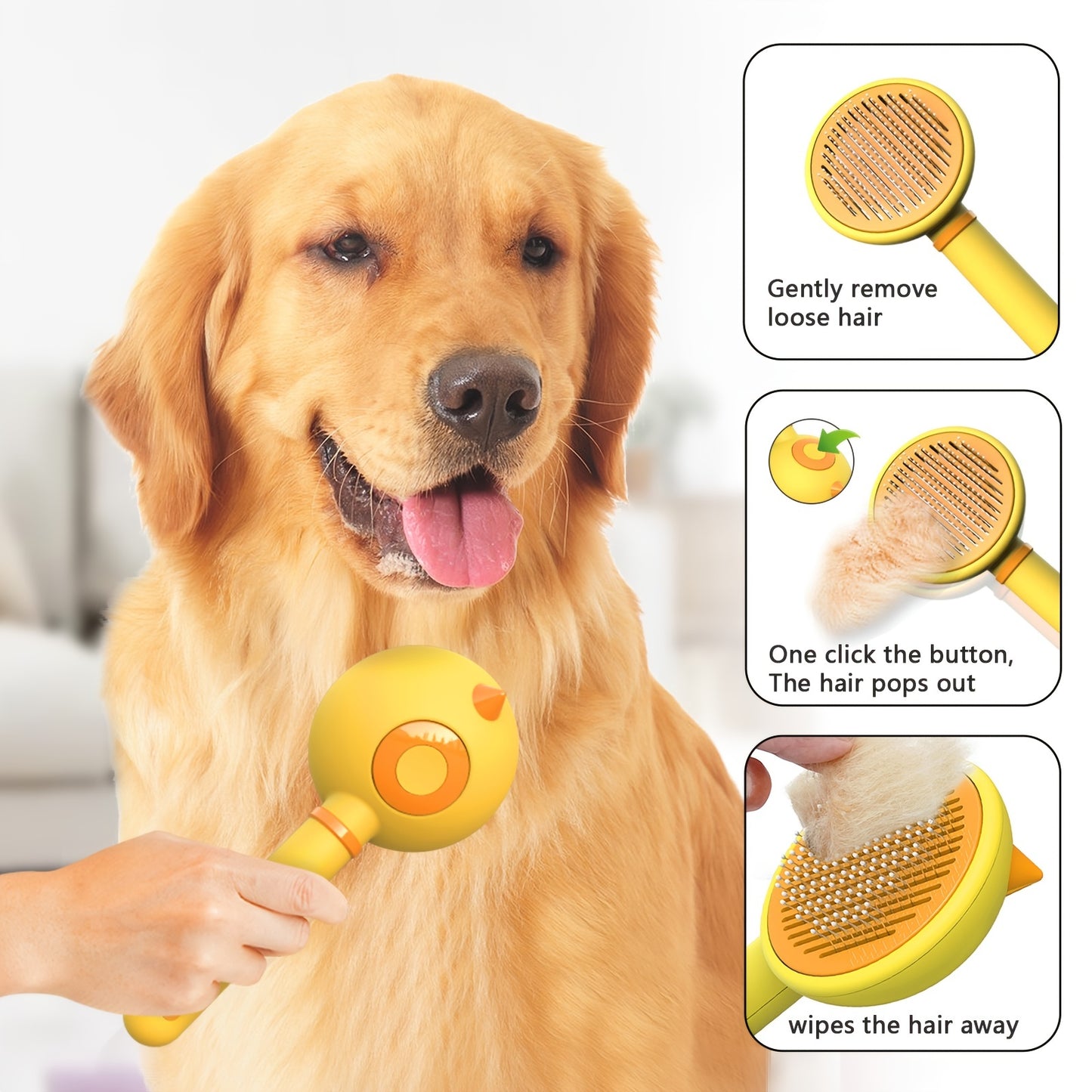 Chick Self-Cleaning Pet Hair Brush Comb - Perfect for Removing Tangles & Loose Hair, Plus Massage!