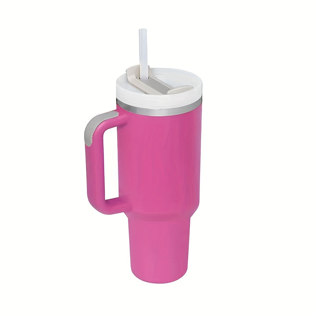 Grande tasse isolée en acier inoxydable de 40oz avec poignée portable et paille-Gardez les boissons froides pendant des heures, guidon double couche amélioré pour une prise en main confortable, conception étanche-Cadeau parfait pour les amateurs de plein 