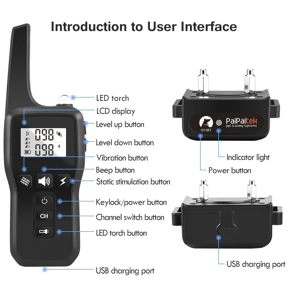 Waterproof Dog Shock Collar with 3280ft Remote Range and 3 Training Modes for Multi-Dog Owners