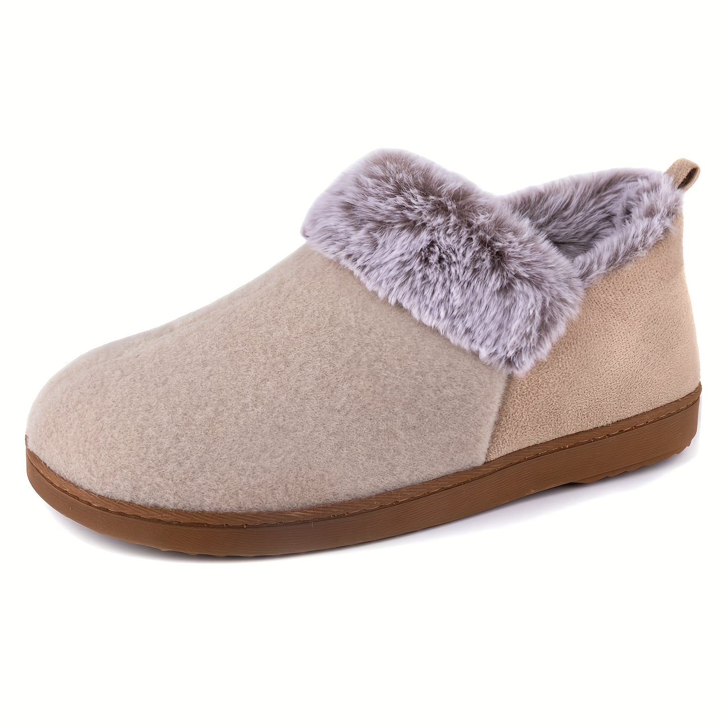 Women's Cozy Plush Household Shoes, Fuzzy Fleece Liner Package Heel Memory Foam Slip-on Shoes, Women's Footwear