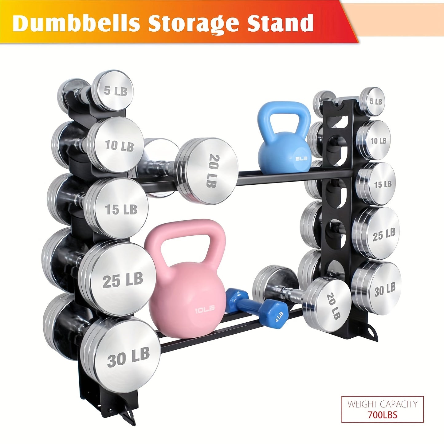 5 Layers Dumbbell Rack, Dumbbell Weight Rack, Weight Storage Organizer - Max Weight Bearing 700LBS - 1pc