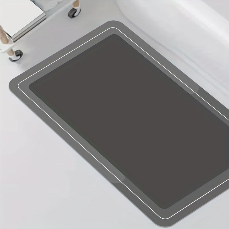 1pc Alfombra de baño de barro de diatomeas de secado rápido-Alfombra de ducha minimalista gris absorbente para el hogar y el baño, decoración de baño, decoraciones de baño