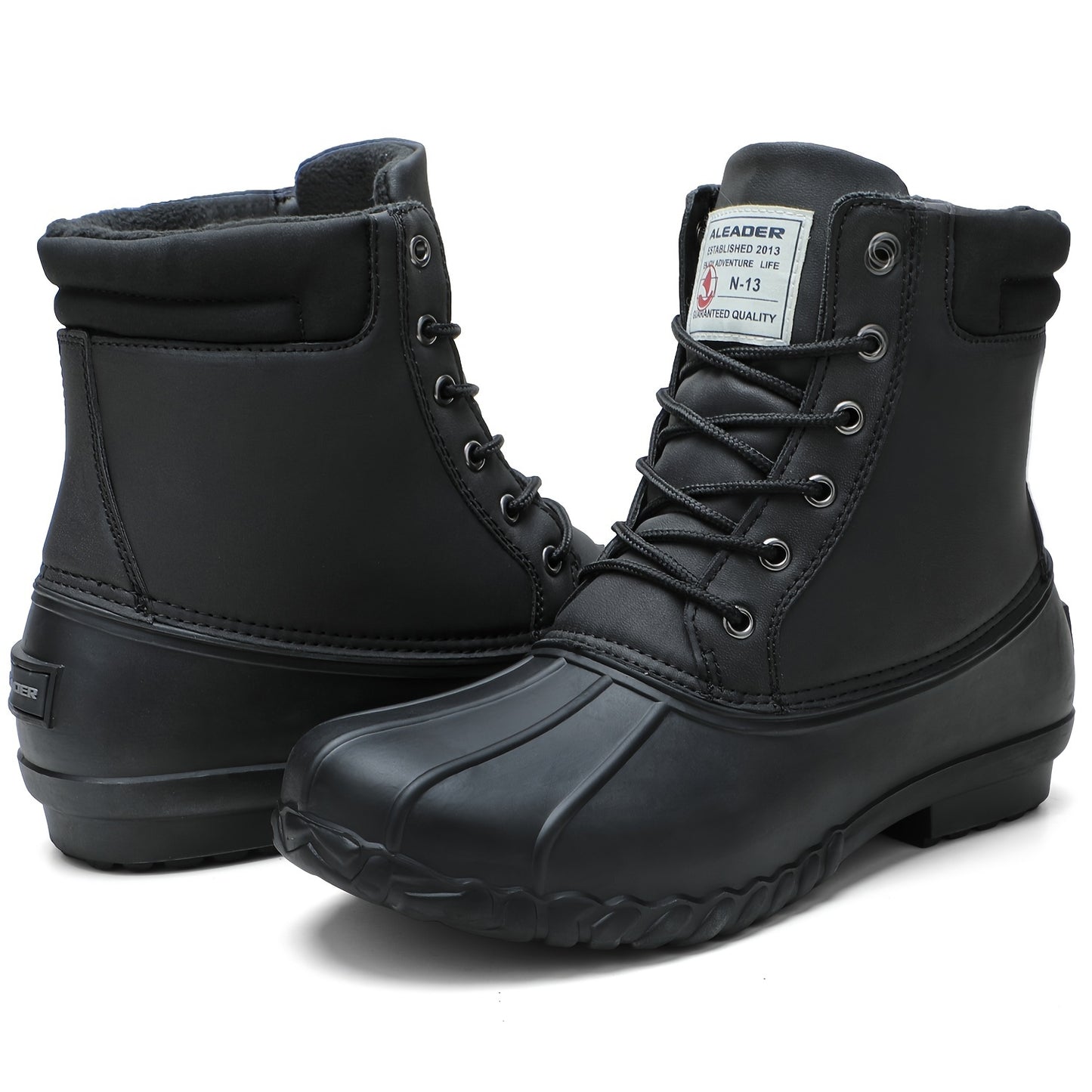 Botas de neve sólidas masculinas, lã quente aconchegante antiderrapante botas de tornozelo de pelúcia confortável ao ar livre sapatos de caminhada forrados, inverno