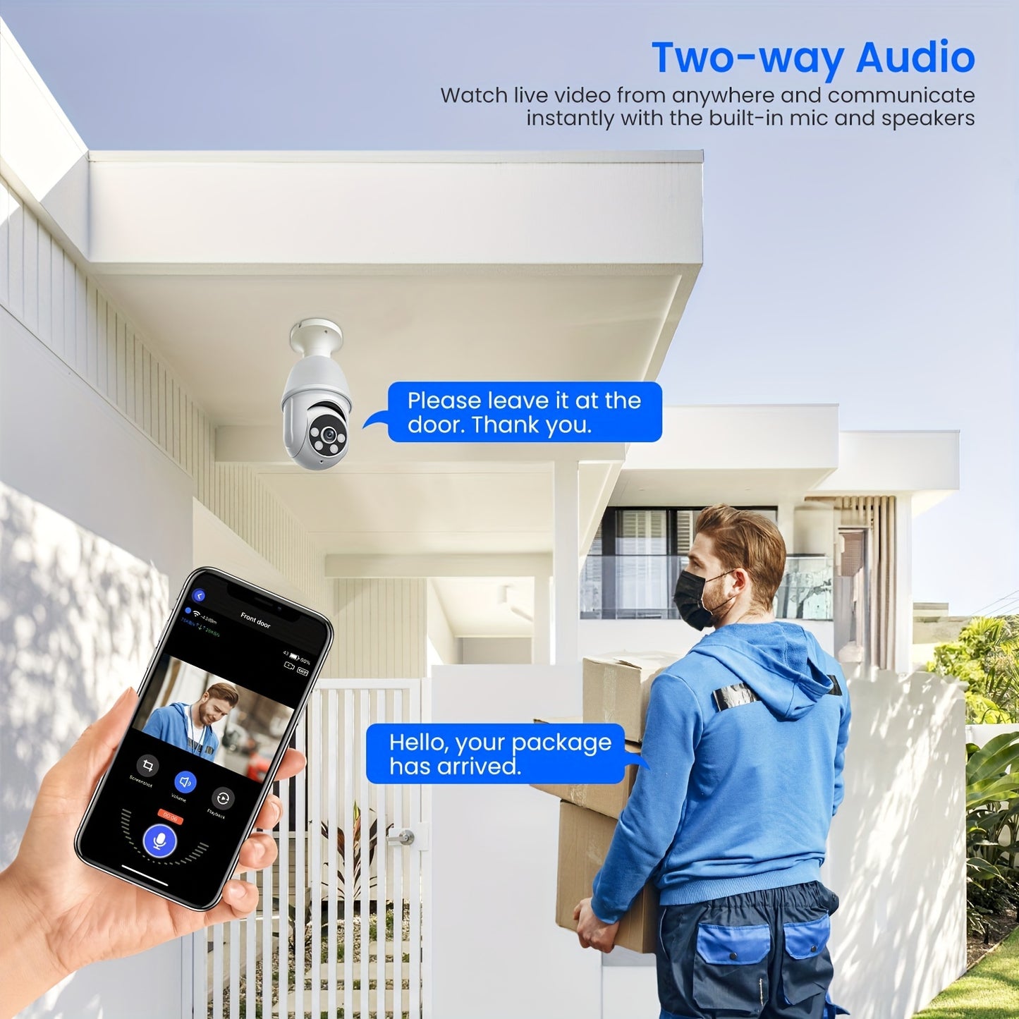 Light Bulb Home Security Camera Wireless Outdoor Indoor WiFi Cameras With Smart AI Human Detection, Instant Alert, Color Night Vision, 355° Pan\u002FTilt Panoramic Surveillance & Two-Way Audio, Based E27