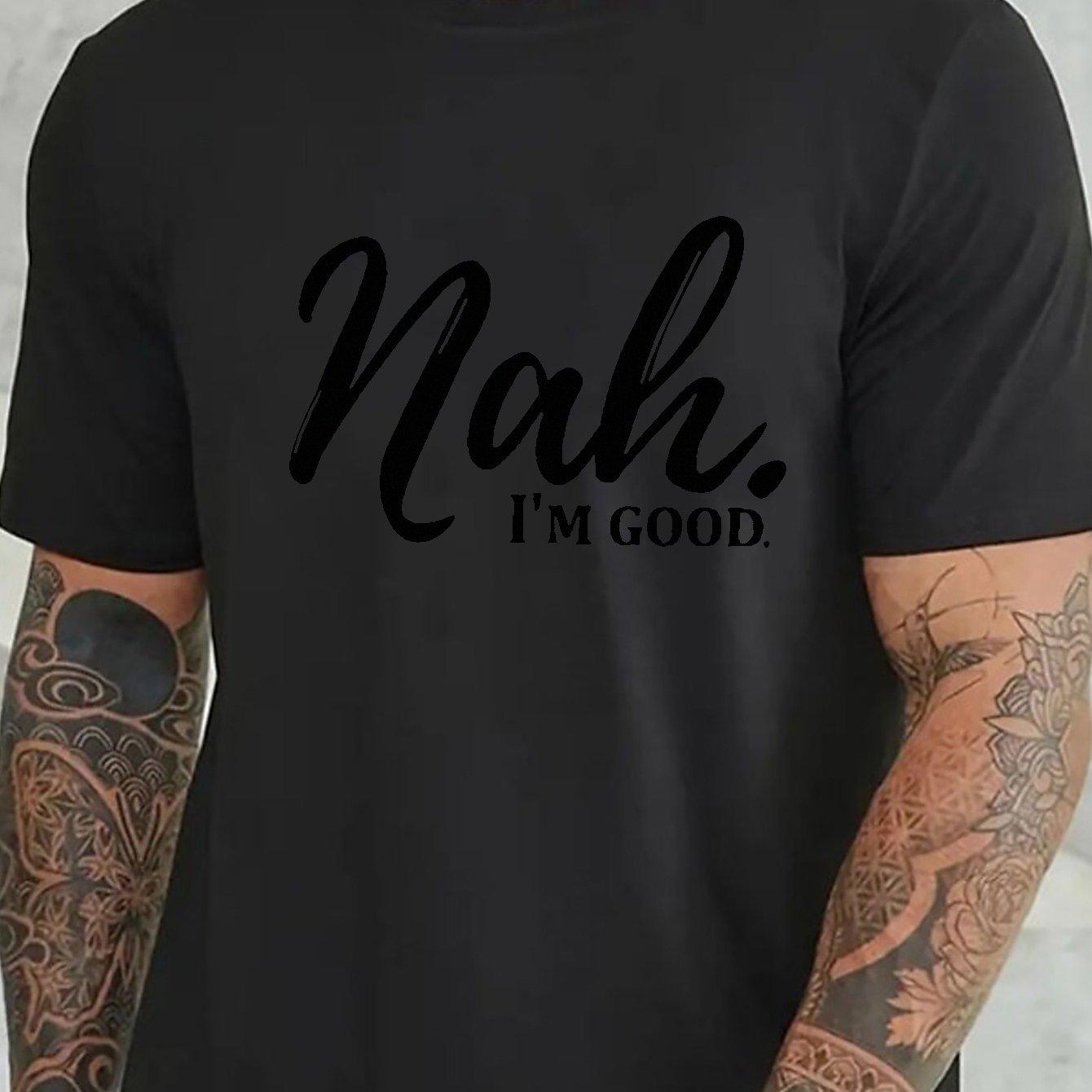 Men's Short-sleeve T Shirt, Plus Size Creative Letters Graphic T Shirt Tees For Males, Men Summer Tops Clothing