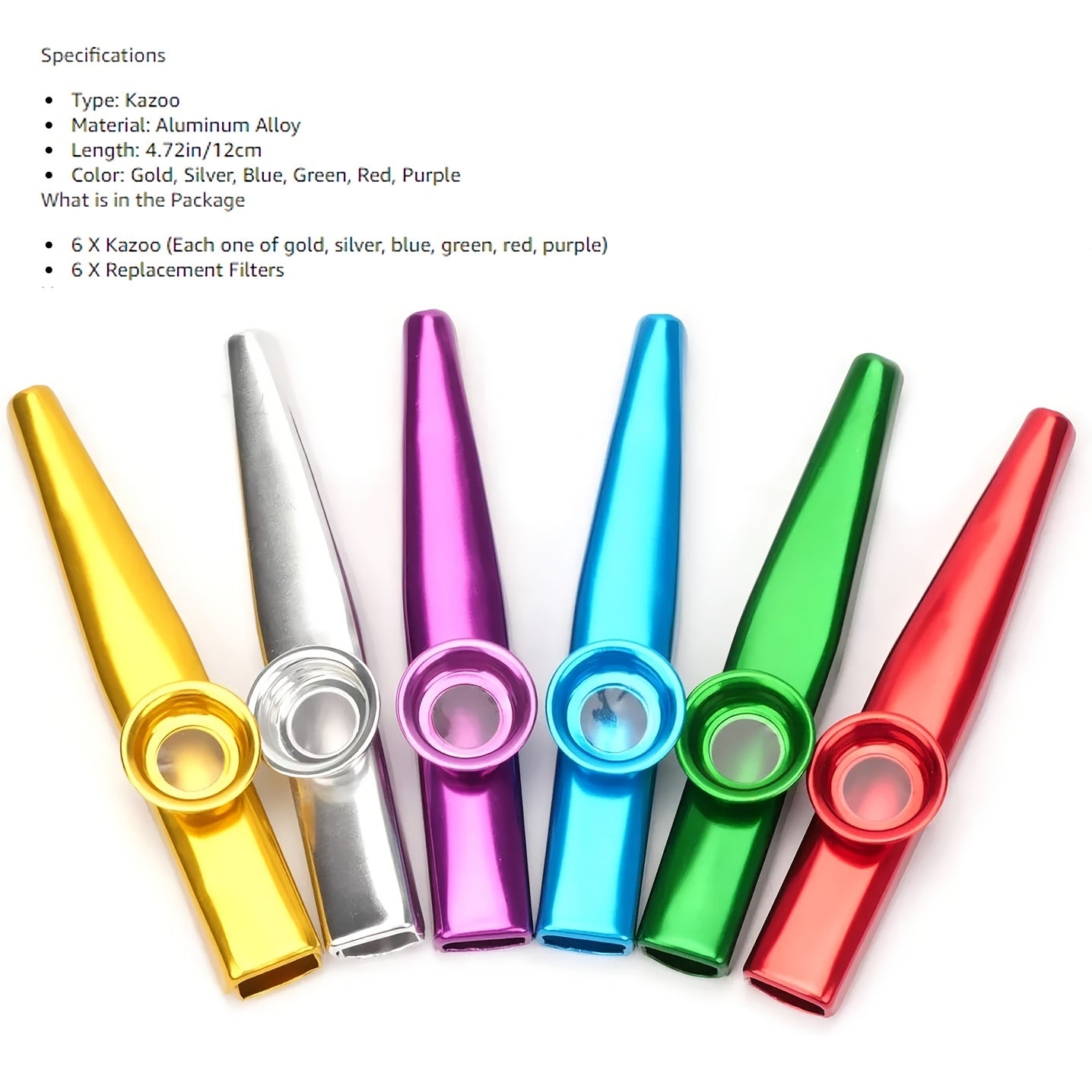 6-Color Aluminum Alloy Kazoo Set: Add Musical Accompaniment to Your Guitar, Ukulele, Violin, or Piano Keyboard!