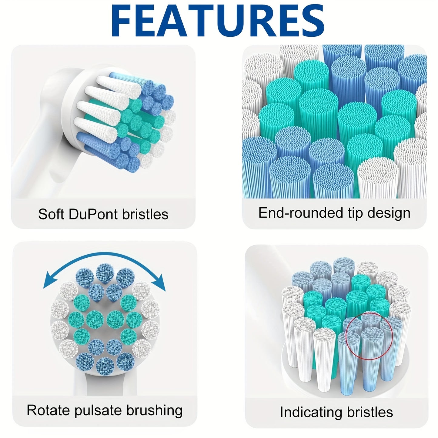 Replacement Heads Compatible With Braun Oral B Electric Toothbrush, Sensitive Toothbrush Heads For Pro 1000\u002F9000\u002F 500\u002F3000\u002F8000\u002FSmart\u002FGeinus Toothbrush-16 Pack