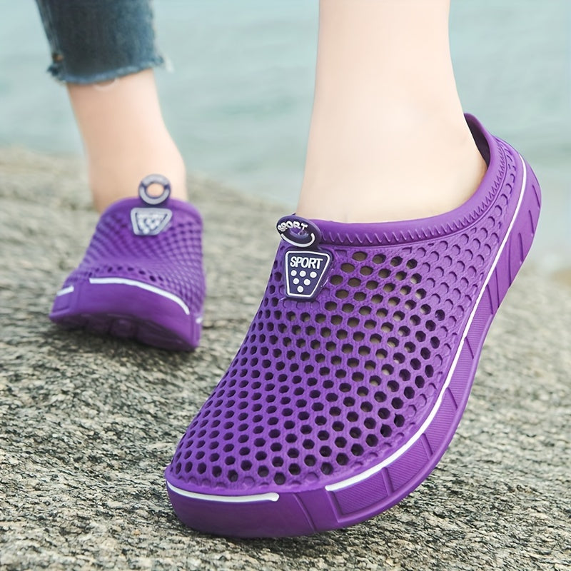 Women's Solid Color Clogs, Round Toe Slip-on EVA Shoes, Women's Casual Slides For Beach