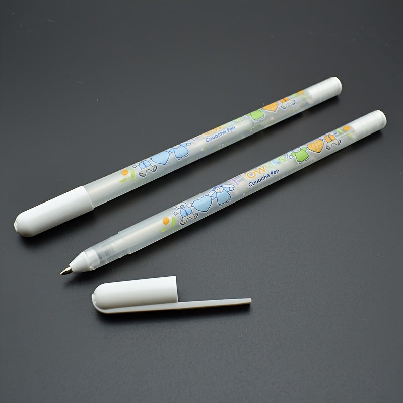 5Pcs White Colored Gel Pens 0.8mm White Ink Marker Ballpen School Stationary Office Supplies