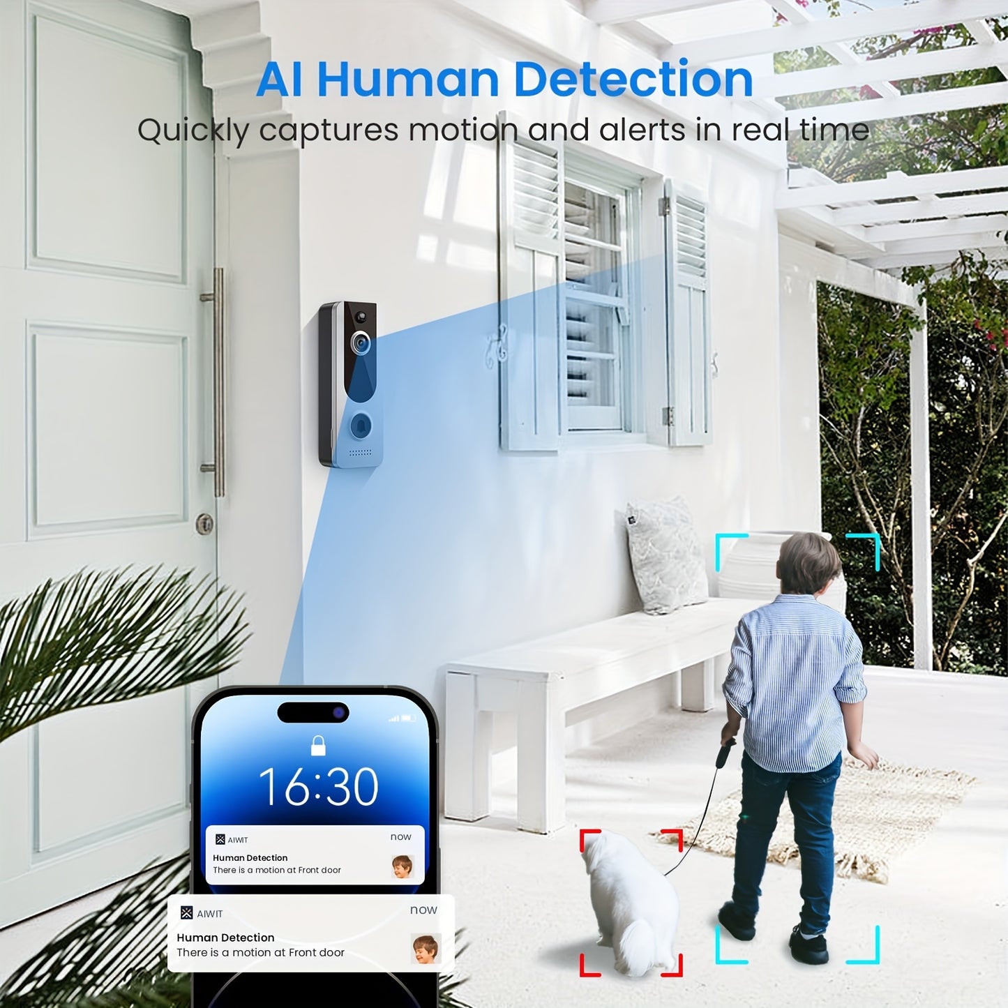 Smart Video Doorbell Camera, Wireless Camera Doorbell With Human Detection, Cloud Storage, HD Live Image, 2-Way Audio, Night Vision, Weather Resistance, 2.4GHz WiFi Only, Battery Powered Door Camera For Home Security System, IP Outdoor Camera Doorbell