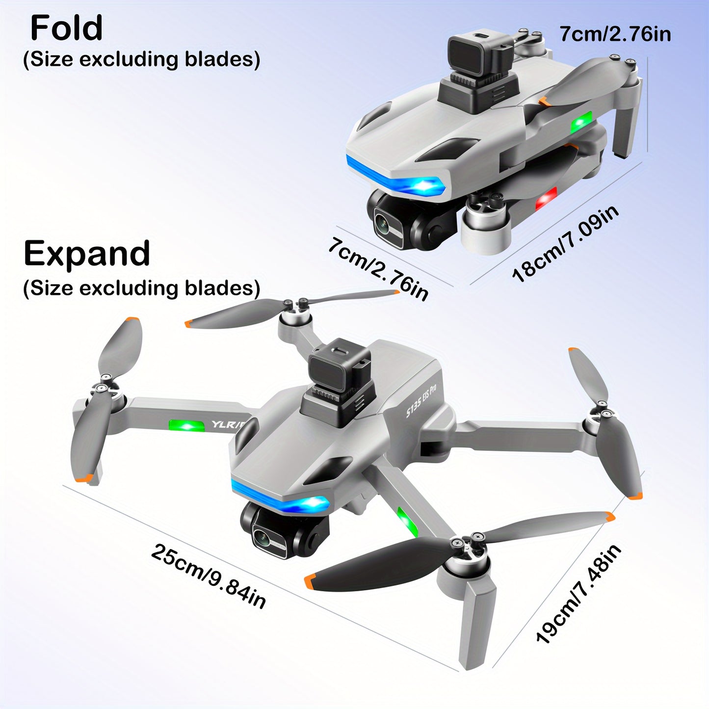 Nuevo S135 Professional RC Drone: posicionamiento GPS preciso, potente motor sin escobillas, con cámara de cardán eléctrico 1080P en tres ejes, pantalla LCD, transmisión de señal 5G en tiempo real, juguete y regalo perfectos, cosas para adolescentes-UAV Q