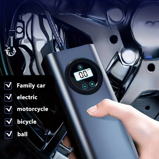 120W Portable Air Compressor: Inflate Your Car Or Motorcycle Tires In Seconds With 3600 MAh Wireless Tire Inflator!