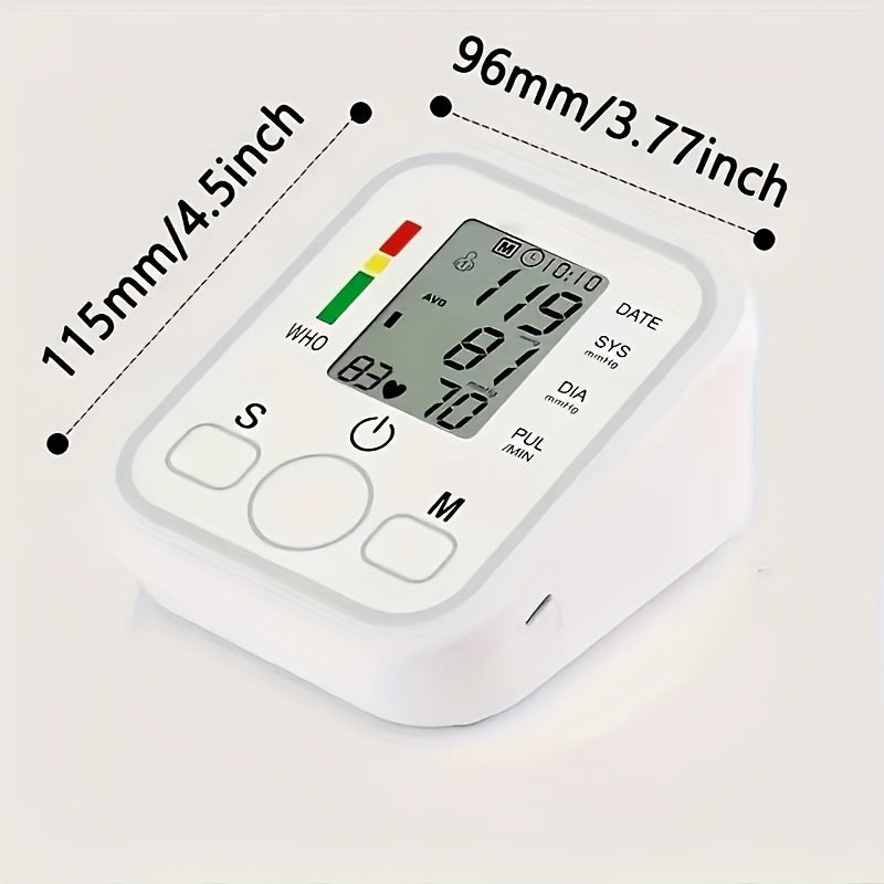 1pc Smart Arm Blood Pressure Monitor - Easy And Easy To Use With Voice Broadcast, Measure Your Blood Pressure At Home (Battery Not Included)