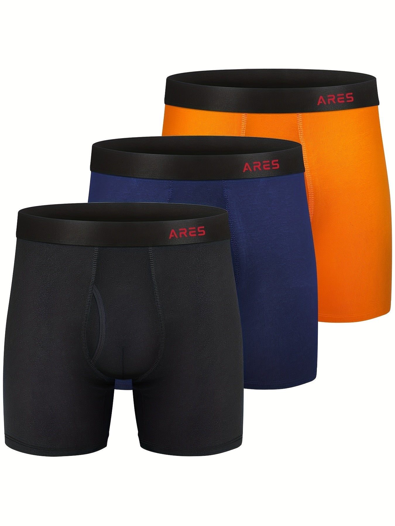 3 Stück Herren Bambus bequeme Seide lange Boxershorts, Mode Sport Slips, atmungsaktive bequeme Unterwäsche