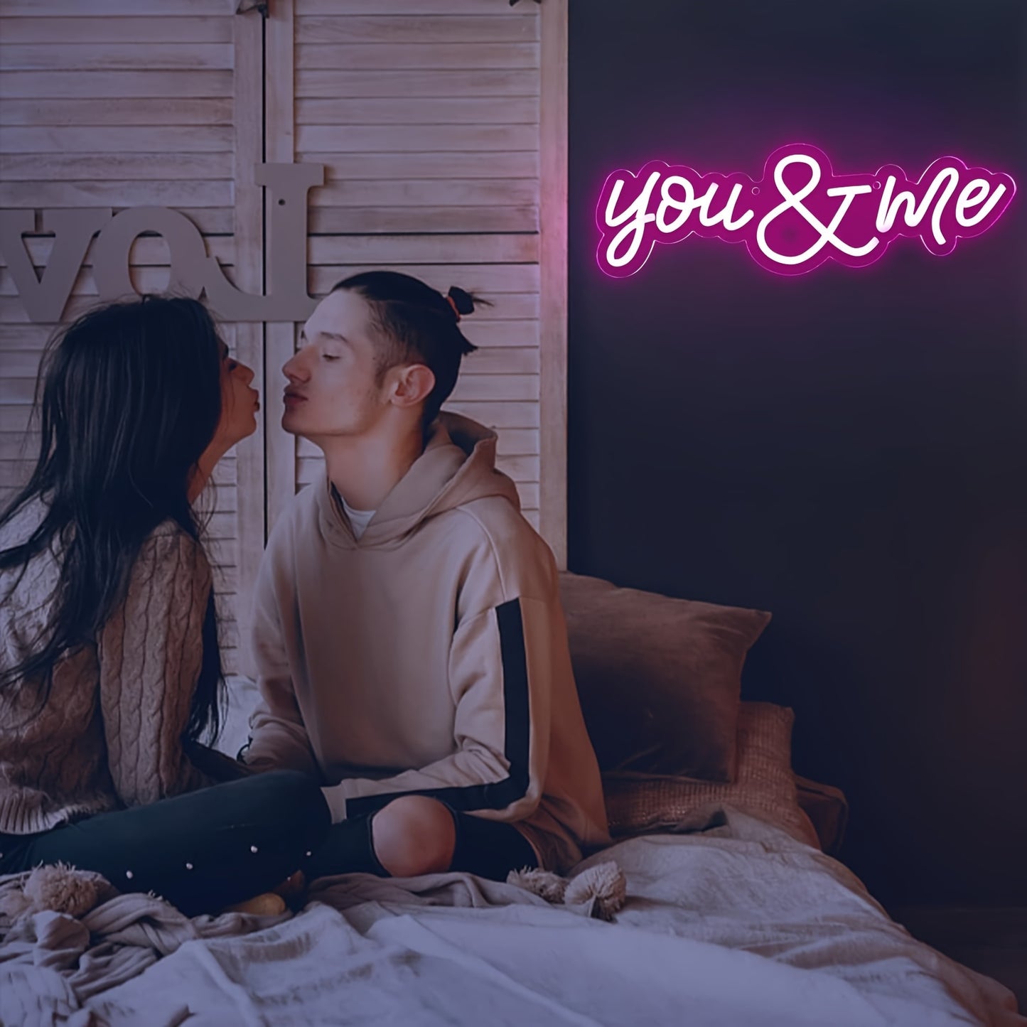 1pc You And Me Led Neon Light, USB Powered Romantic Neon Sign For Wedding Party Birthday Party Decorations