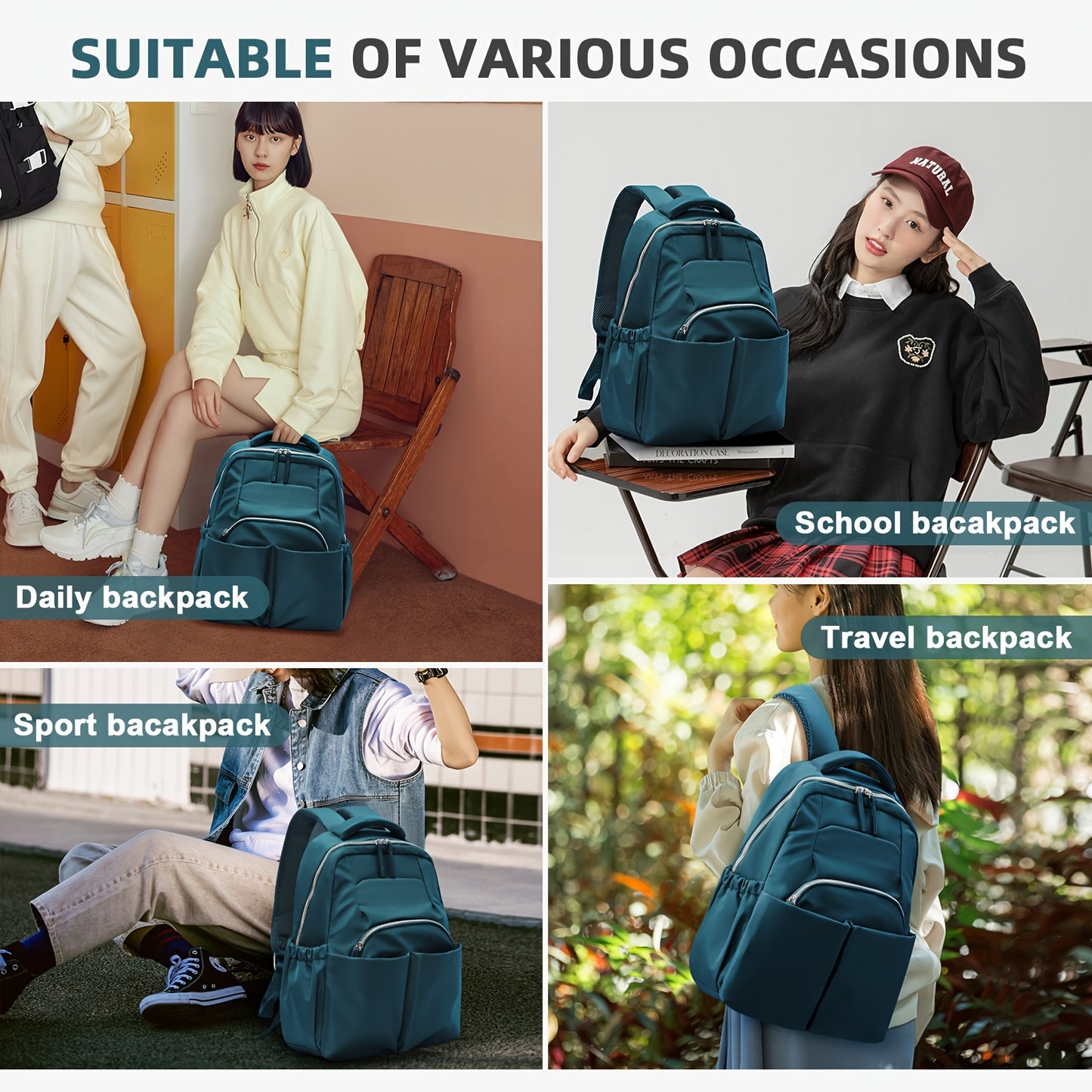 Trendy Simple Preppy School Backpack, Versatile Daily Sue Rucksack, Minimalist Luggage Bag For Travel