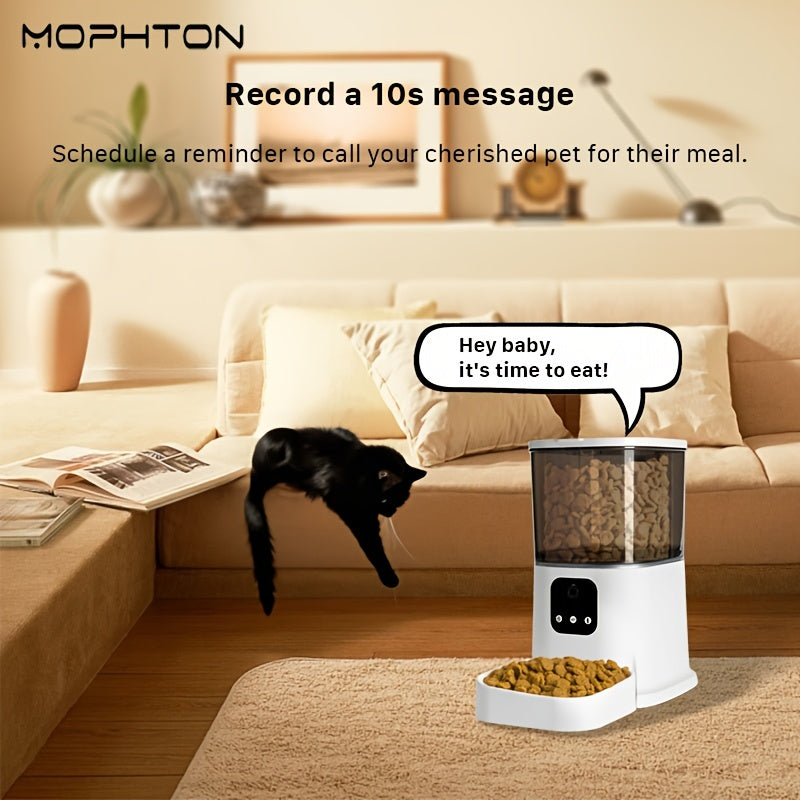 MOPHTON 1.59gal Large Capacity Automatic Dog Food Dispenser, 5G Video Pet Feeder APP Control For Pet Dry Food Feeding, Timer Automatic Dog Feeder With Interactive Voice Recorder Up To 10 Seconds