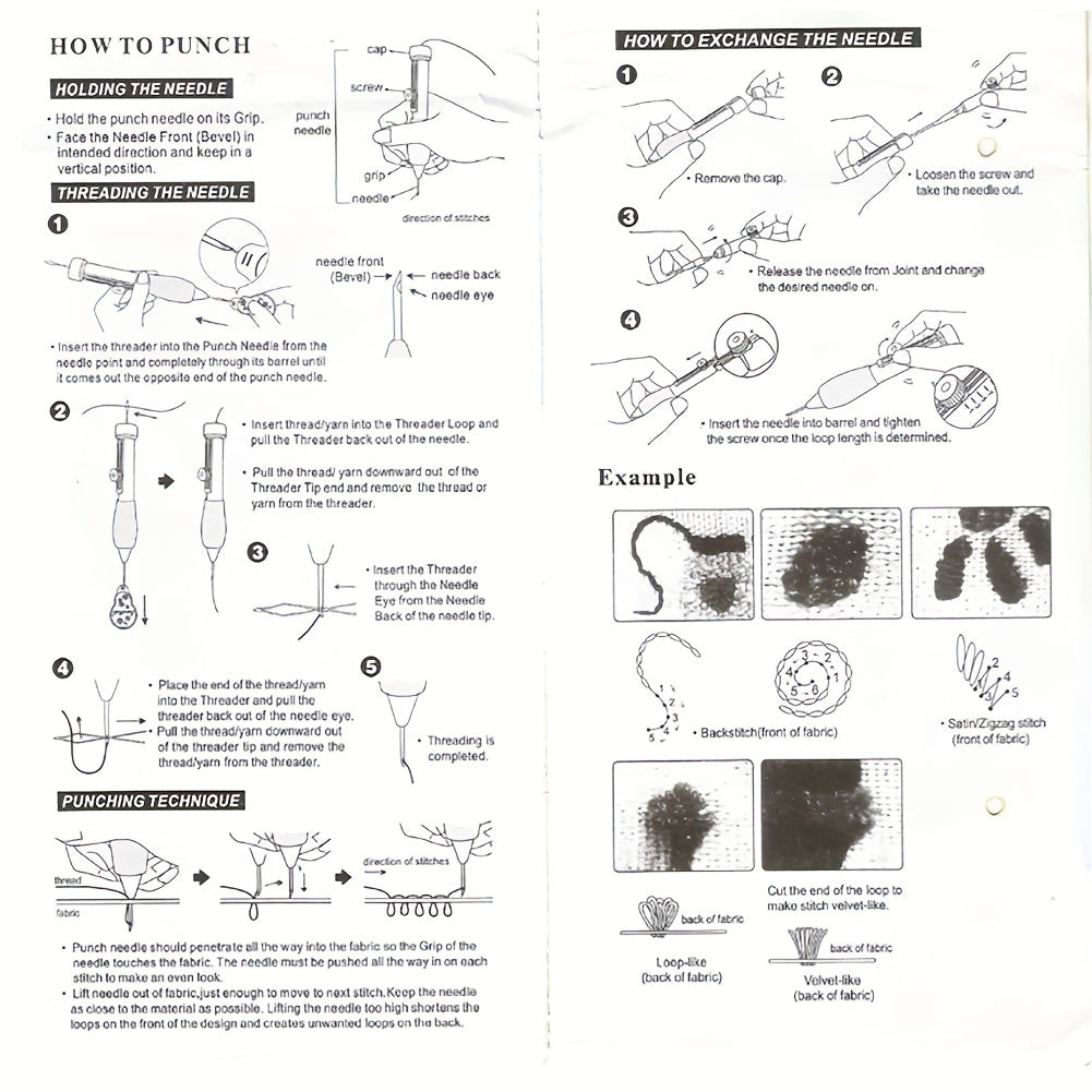 1 Set Kits de broderie, poinçon aiguille magique broderie stylo, 50pcs broderie fil, cerceaux de broderie, point de croix tissu, broderie outils Kit Art &amp; artisanat fournitures