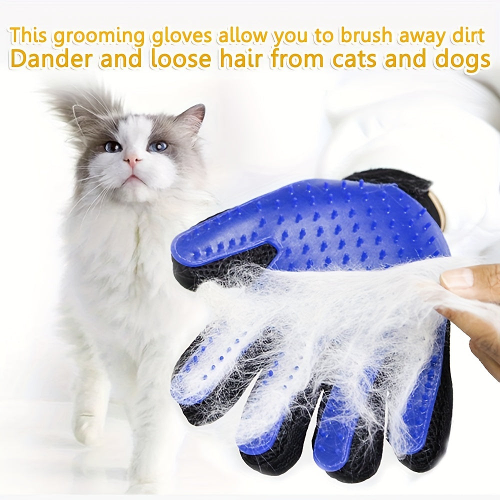 2pcs 2-in-1 Pet Grooming Glove Brush for Dogs and Cats - Fur and Hair Removal Mitt with Massage and Deshedding Benefits