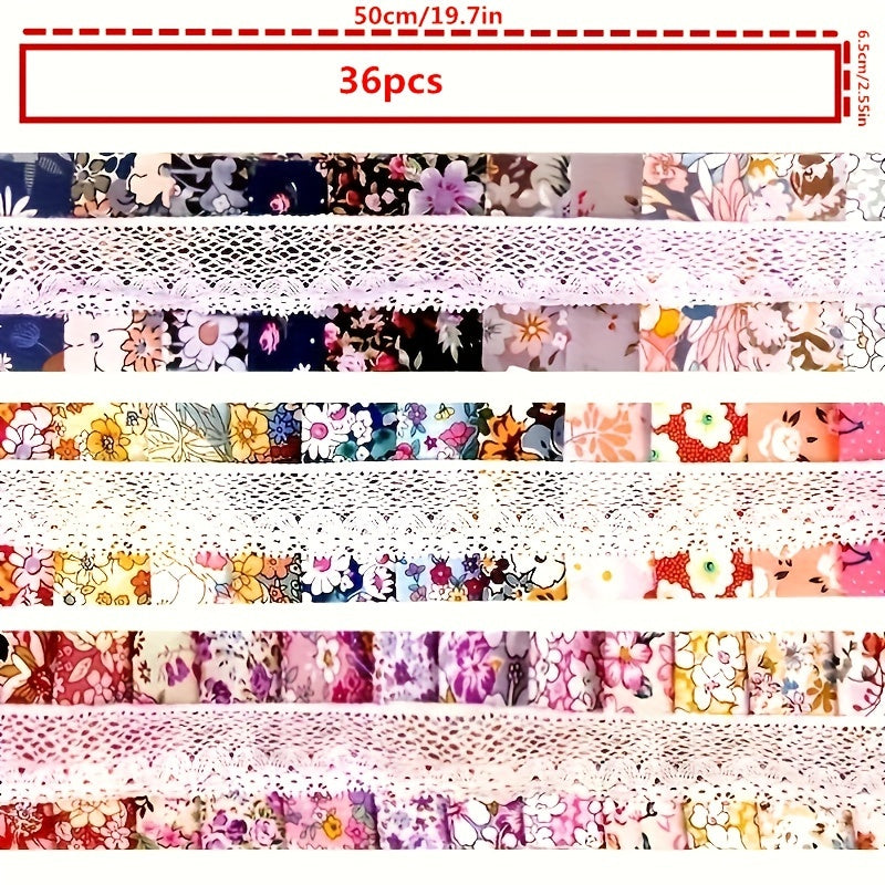 36pcs \u002Froll Jelly Roll Strips Fabric Cotton Blend Quilting Fabric For Patchwork Needlework Cotton Blend Sewing Quilting Printed Fabric Doll Cloth 6.5cm*50cm\u002F2.55in*19.7in