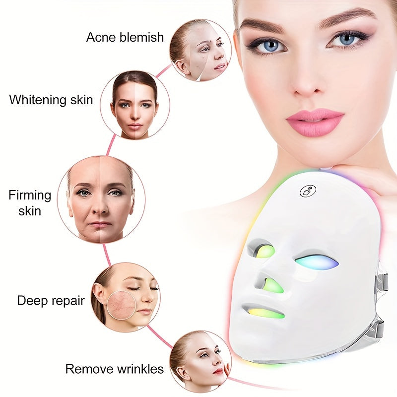 7 cores sem fio led máscara facial terapia fóton usb recarga máscara facial para resistir ao envelhecimento rejuvenescimento da pele cuidados com a pele dispositivo de beleza