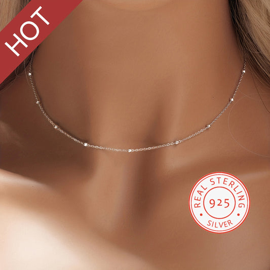 Collier de perles rondes minimaliste en argent Sterling 925, collier minimaliste Simple, bijoux cadeau