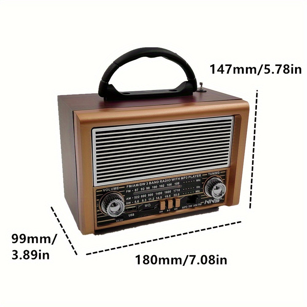 Retro Radio & Wireless Speaker, AM FM SW Radio With TWS Wireless 5.0 Sound, Rechargeable Battery, TF And U Disk Playback, Perfect For Gifts