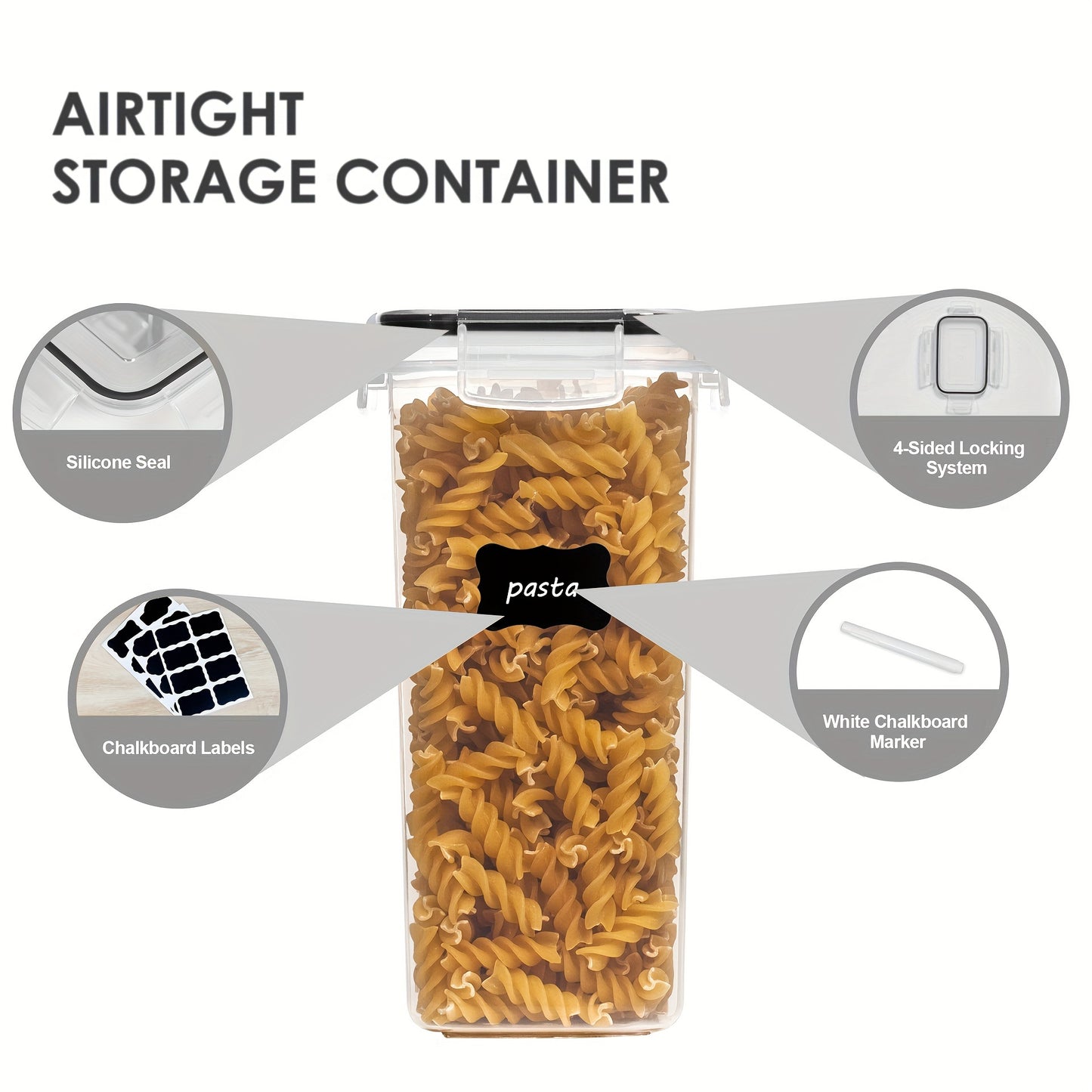 5 \ u002F9pcs Contenedores de almacenamiento de alimentos herméticos sin BPA con tapas-Perfecto para organizar y almacenar alimentos secos-Incluye etiquetas, marcadores y apto para lavavajillas-Ideal para cereales, pasta, harina y azúcar-Suministros de co