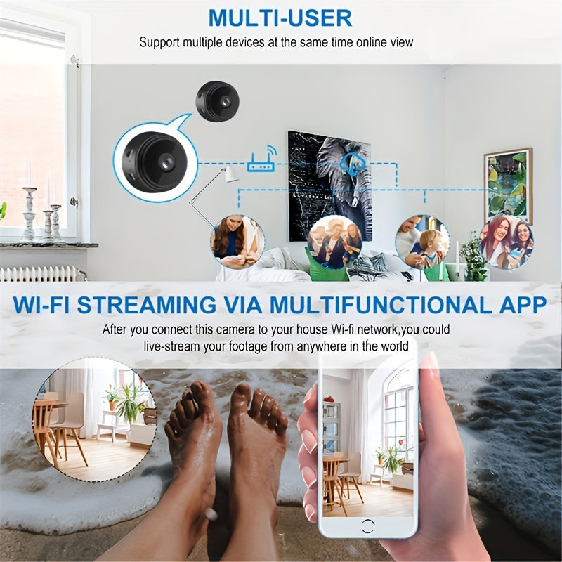 1pc mini câmera de alta definição wifi câmera ip, segurança em casa inteligente ir visão noturna câmera pequena sem fio, vigilância por vídeo, câmera cctv