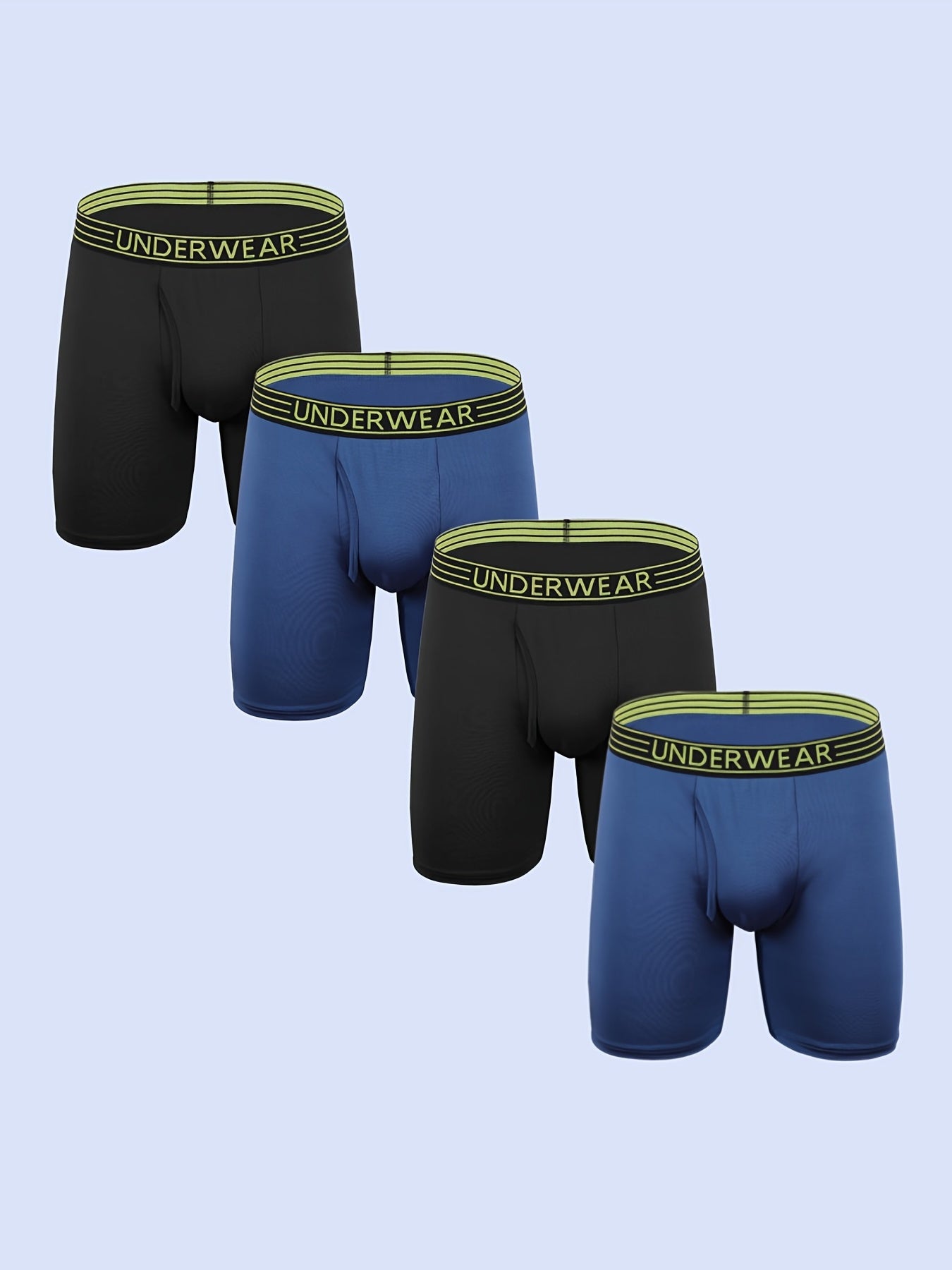 4pcs Men's Boxer Briefs, Trendy Letters Print Underwear, Breathable Soft Underpants, Plus Size