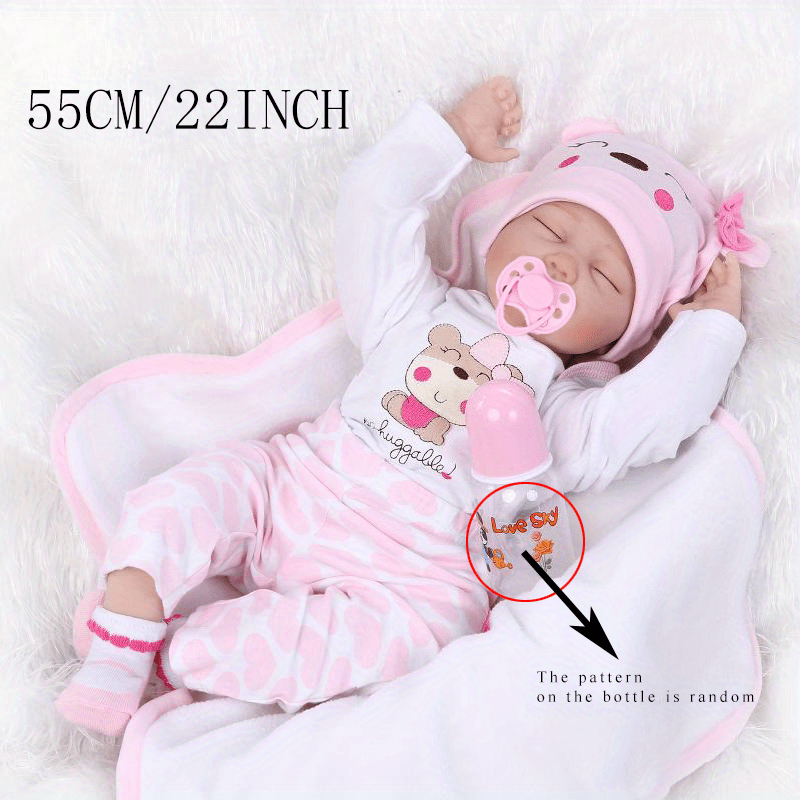 Sleeping 55cm Reborn Baby Doll 22 Inch Lifelike Soft Silicone Newborn Girls Bedtime Toys Girls Birthday Gift Halloween\u002FThanksgiving Day\u002FChristmas gift