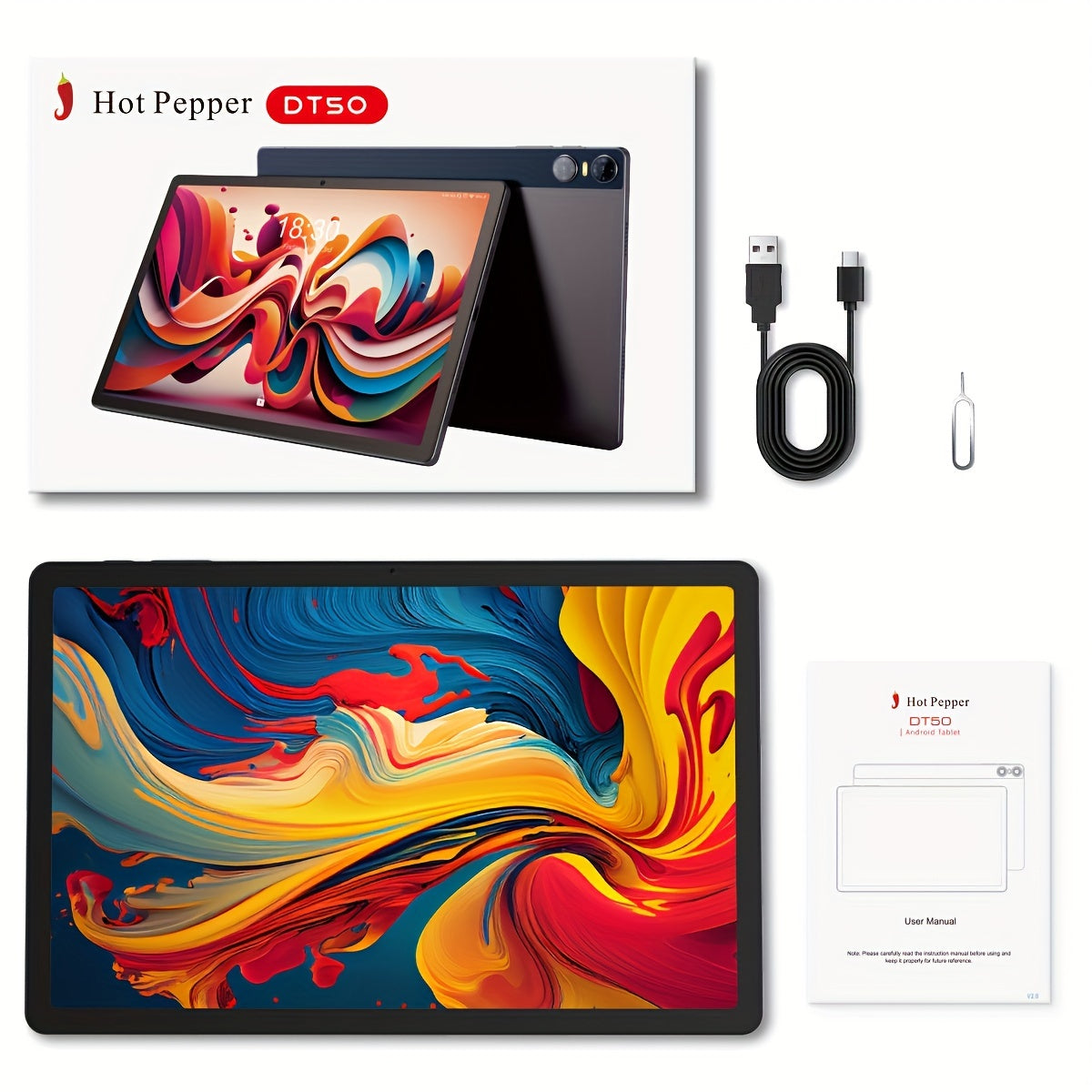 HOT PEPPER DT50 Pad Global Version Tablet\u002F8GB+256GB+1TB TF Expansion\u002FAndroid 12\u002F10.95 IPS 1200x2000\u002FMTK8183\u002F5G WiFi\u002F1080P Full HD Video Playback\u002F8MP Front+16MP Rear Camera