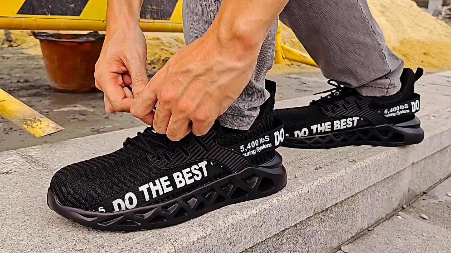 Chaussures de sécurité au travail pour hommes, chaussures de travail extérieures antidérapantes en acier à bout perforé, baskets de construction industrielles respirantes à semelle en caoutchouc