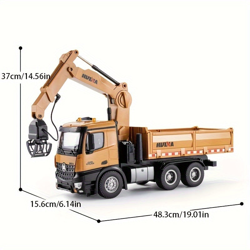 3-in-1 1:14 Twenty-six Channels Extra Large Alloy Remote Control Dump Truck,Construction Vehicle Toy With Two Grabbers And One Hanging Hook